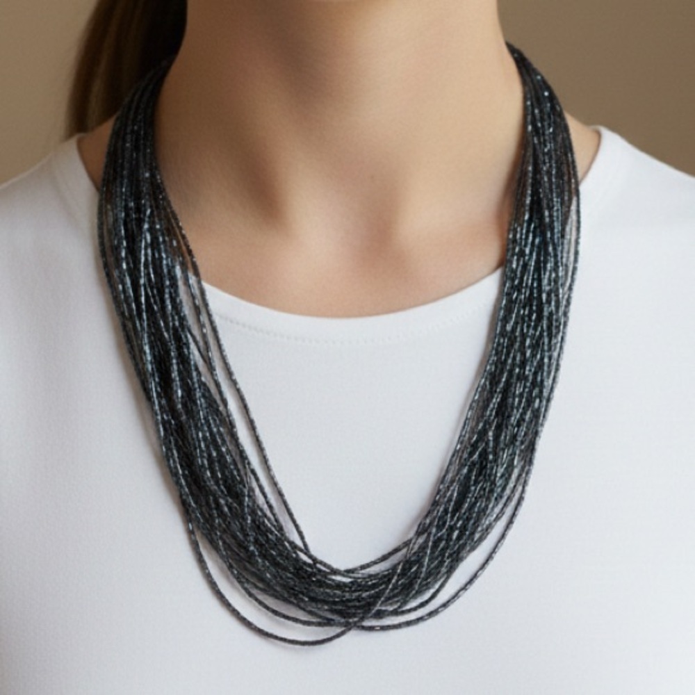 NWOT Black Multi-Strand Beaded Necklace